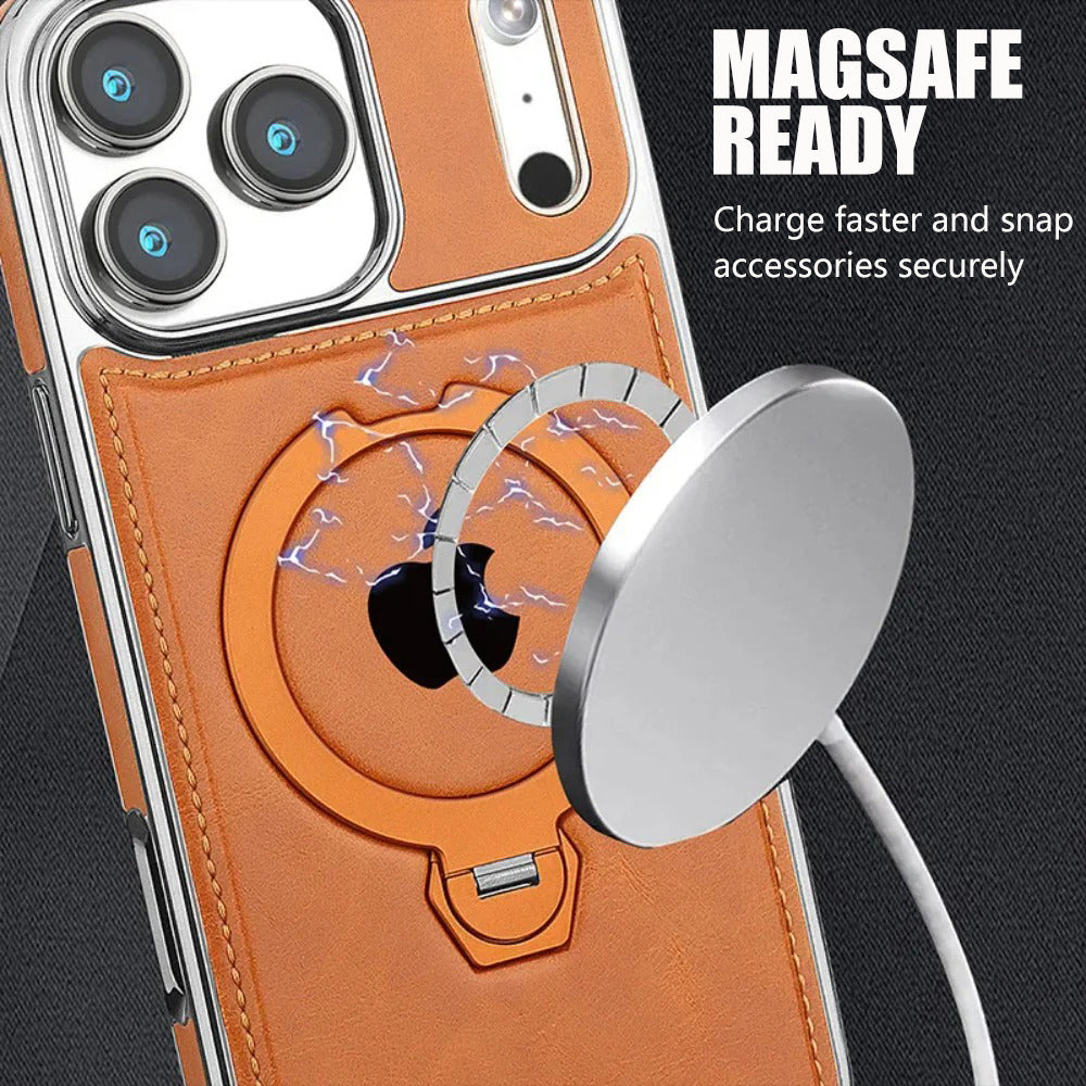 Luxurious Leather Magnetic Ring Stand Case