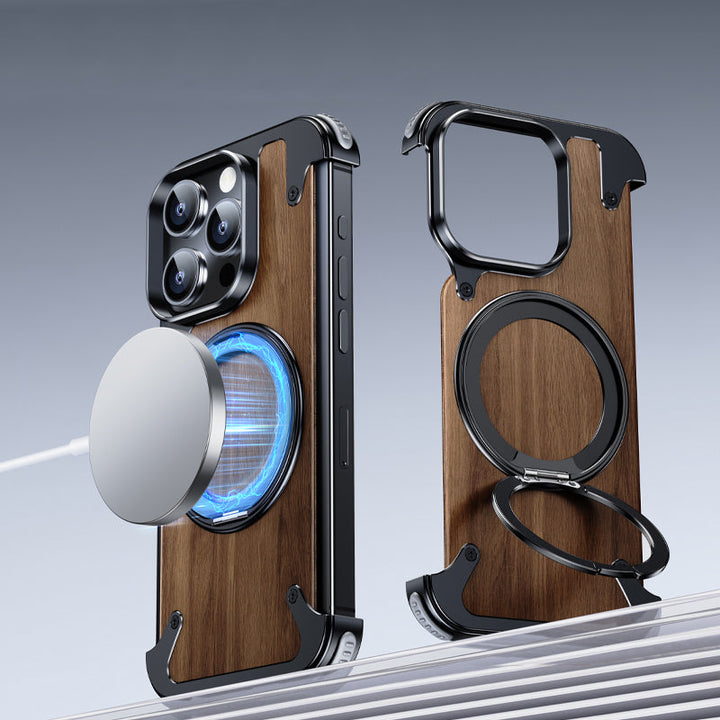Premium Natural Wood MagSafe Stand Case