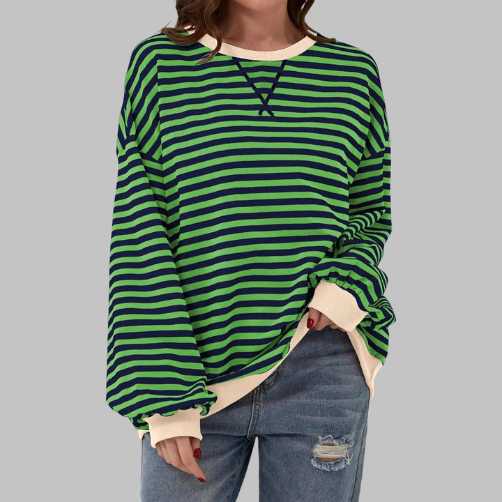 Striped Sweatshirt – Casual Long Sleeve Round Neck Pullover