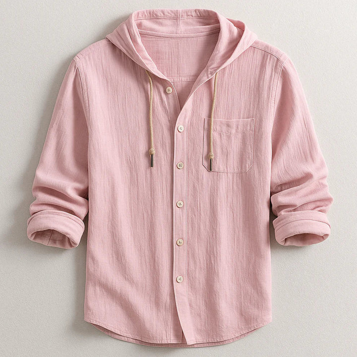 Hooded Button-Up Shirt – Lightweight Casual Long Sleeve Top for Daily Wear