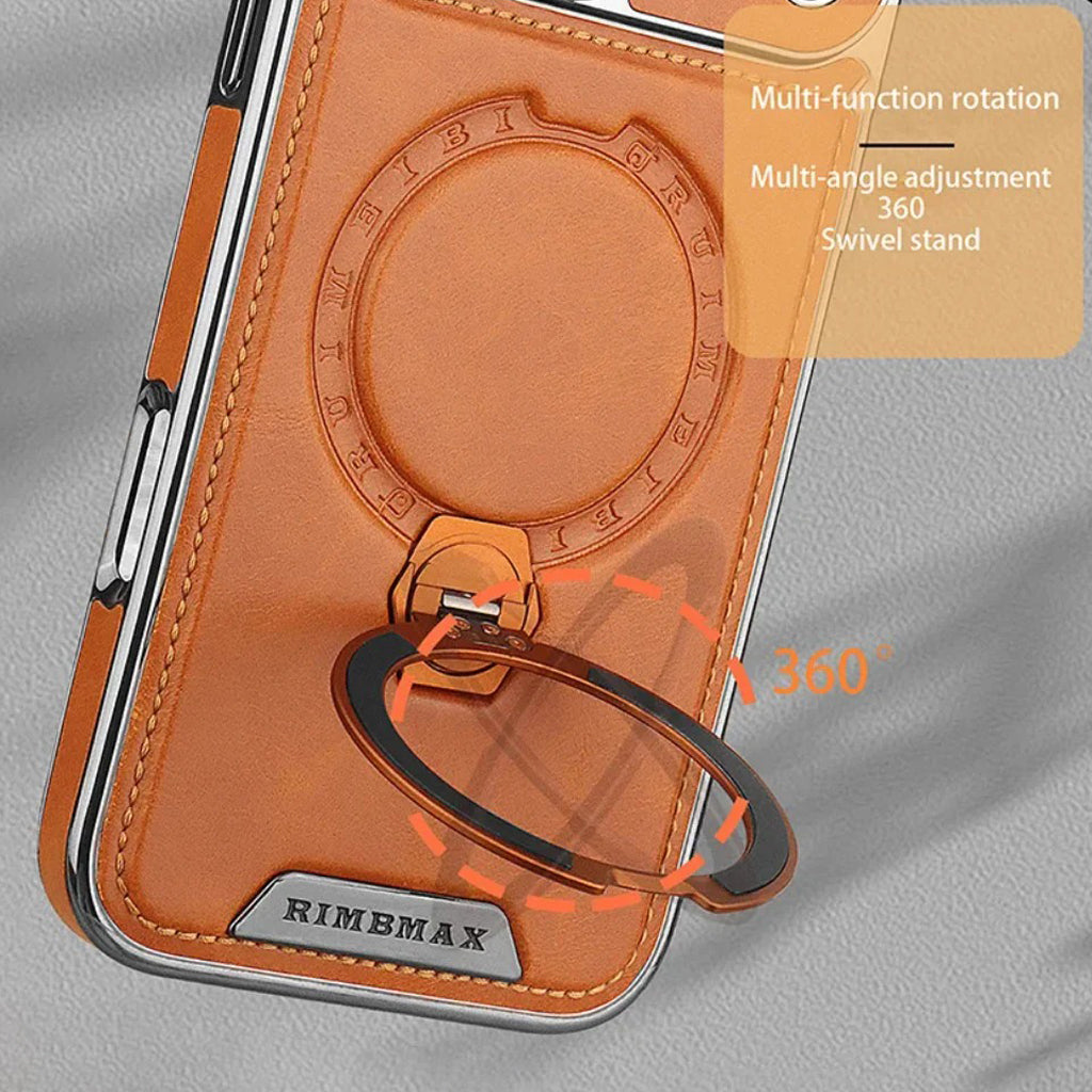 Luxurious Leather Magnetic Ring Stand Case