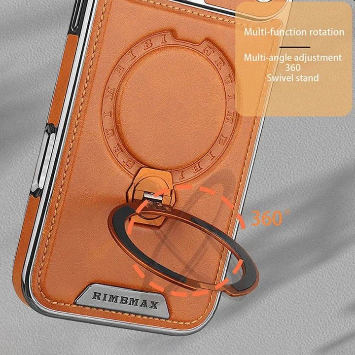 Luxurious Leather Magnetic Ring Stand Case
