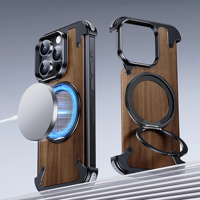 Premium Natural Wood MagSafe Stand Case