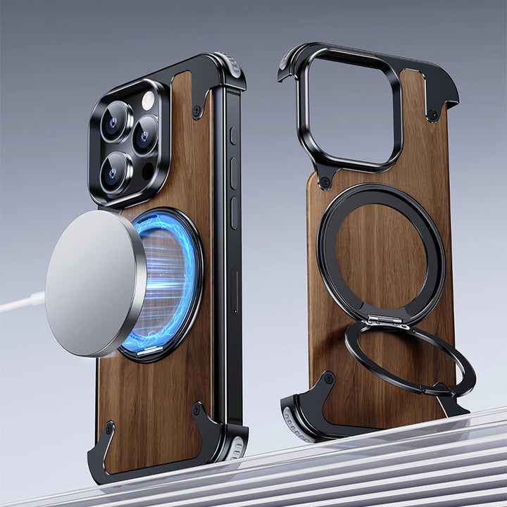 Premium Natural Wood MagSafe Stand Case