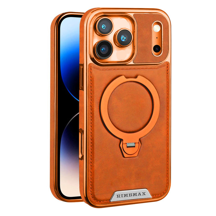 Luxurious Leather Magnetic Ring Stand Case