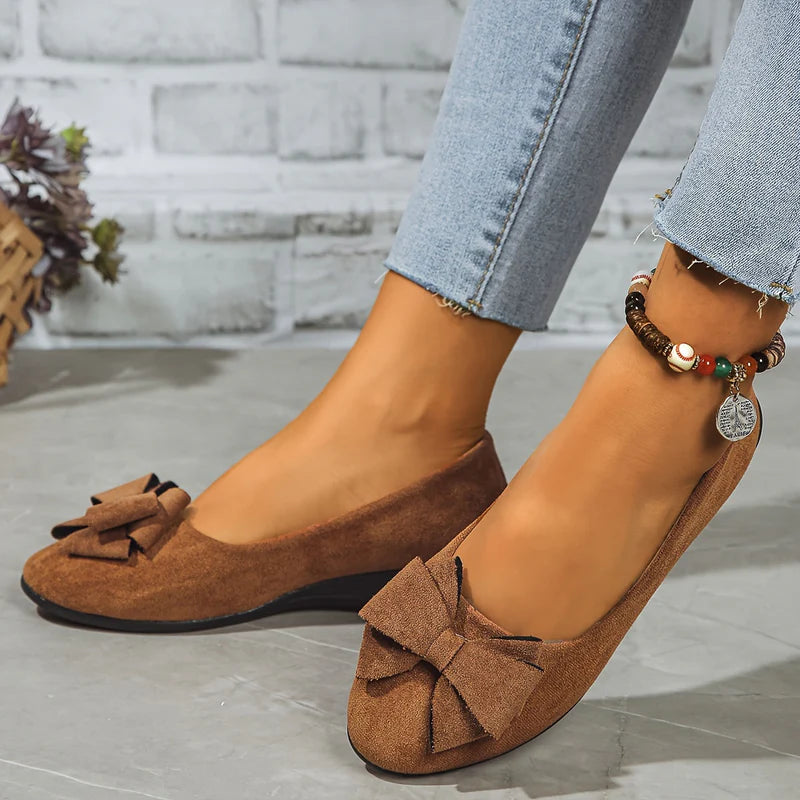 Comfort Ballet Flats – Soft Bow Slip-On Shoes for Everyday Style & Support
