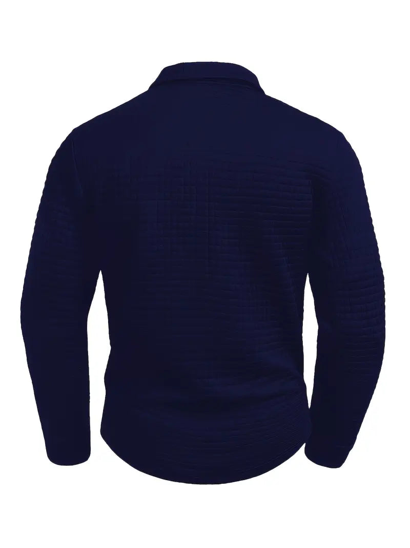Textured Long-Sleeve Polo With Sleeve Zip Pocket