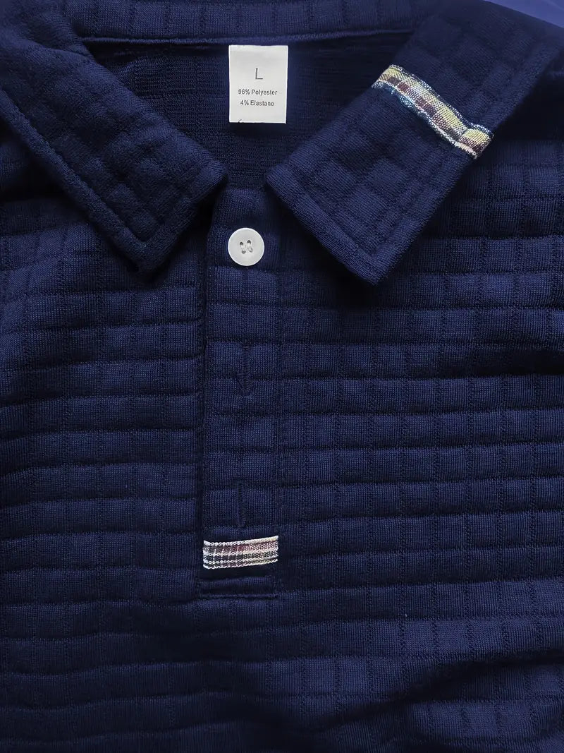 Textured Long-Sleeve Polo With Sleeve Zip Pocket