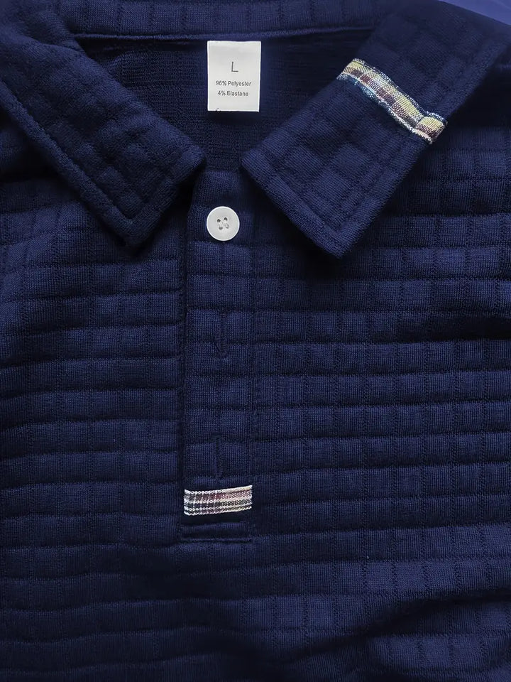 Textured Long-Sleeve Polo With Sleeve Zip Pocket
