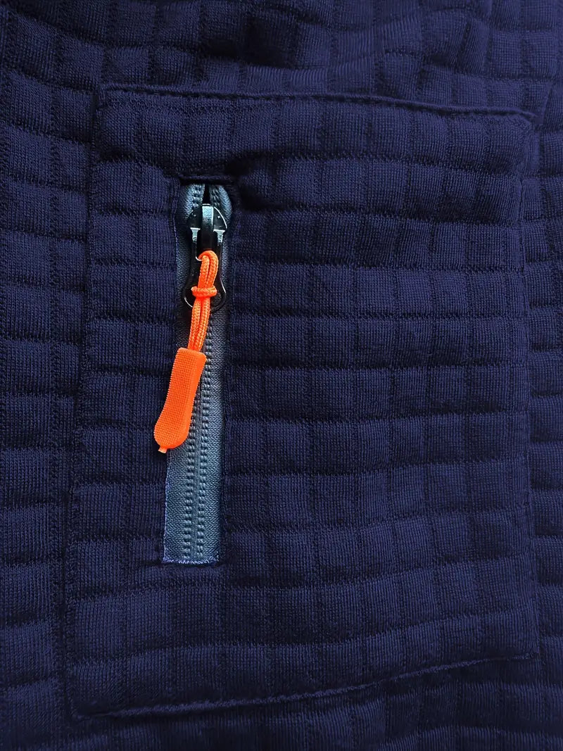 Textured Long-Sleeve Polo With Sleeve Zip Pocket