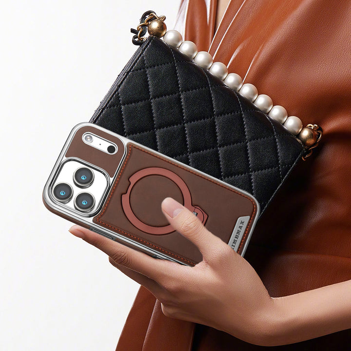 Luxurious Leather Magnetic Ring Stand Case