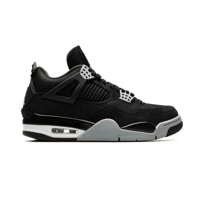 Black Canvas Retro Court Mid Sneaker with Mesh Panels | ShadowWeave™