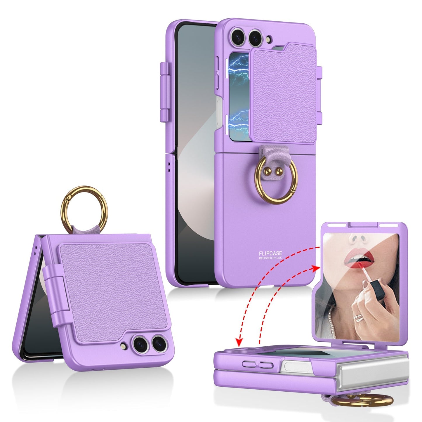 Makeup Mirror Ring Holder Ultra-Thin Hard PC Samsung Galaxy Z Flip Case