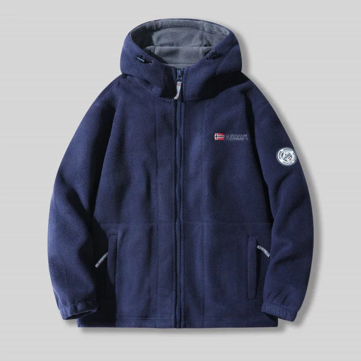 Double-Layer Fleece Hooded Jacket – Warm Zip-Up Outdoor Winter Coat