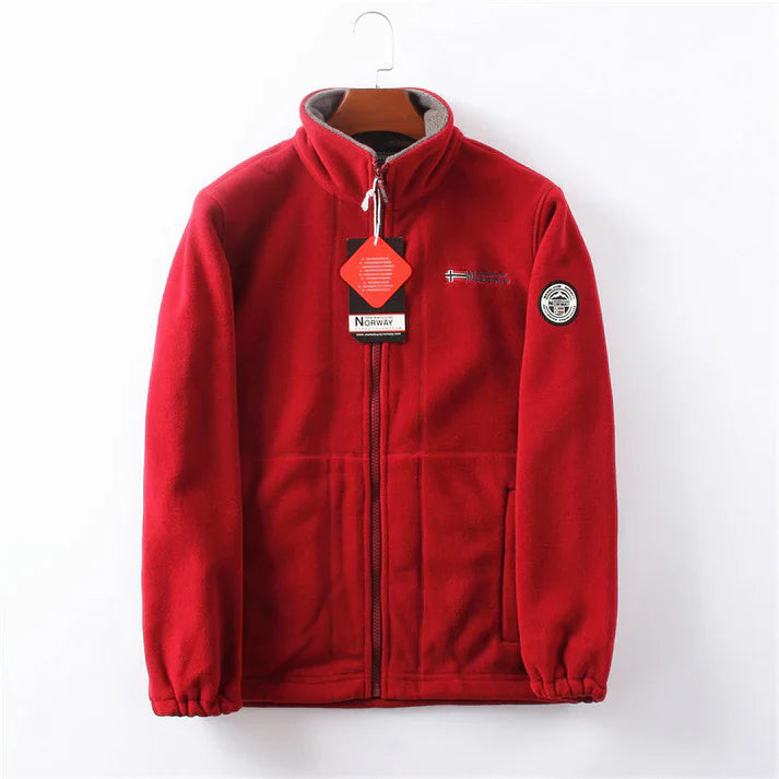 Double-Layer Fleece Hooded Jacket – Warm Zip-Up Outdoor Winter Coat