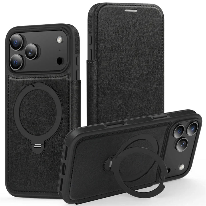 Premium Leather MagSafe Wallet Case with Built-In Kickstand