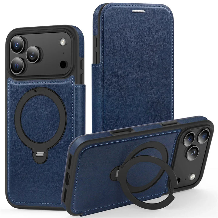 Premium Leather MagSafe Wallet Case with Built-In Kickstand