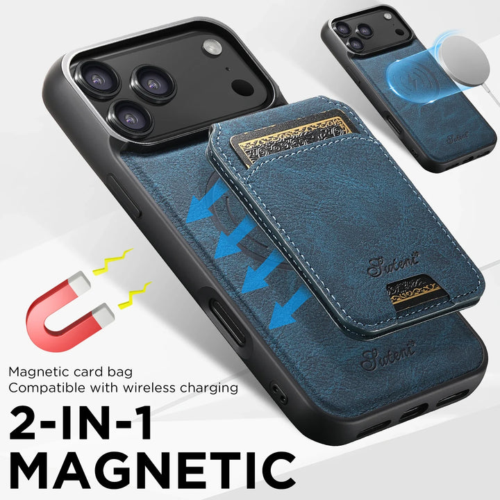 Magnetic Leather Wallet Case for iPhone – Slim, Protective Cardholder with Stand