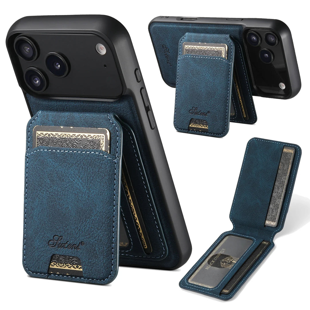 Magnetic Leather Wallet Case for iPhone – Slim, Protective Cardholder with Stand