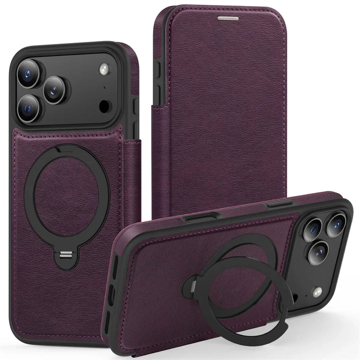 Premium Leather MagSafe Wallet Case with Built-In Kickstand
