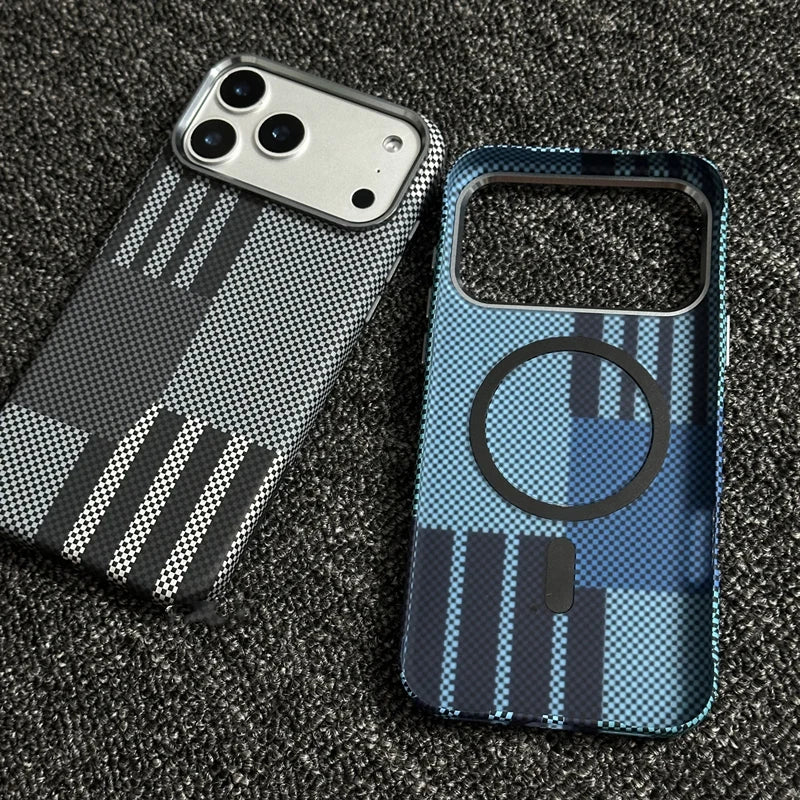 Carbon Fiber Pattern MagSafe Case — Shock-Resistant Protection