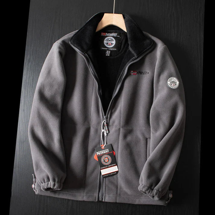 Double-Layer Fleece Hooded Jacket – Warm Zip-Up Outdoor Winter Coat