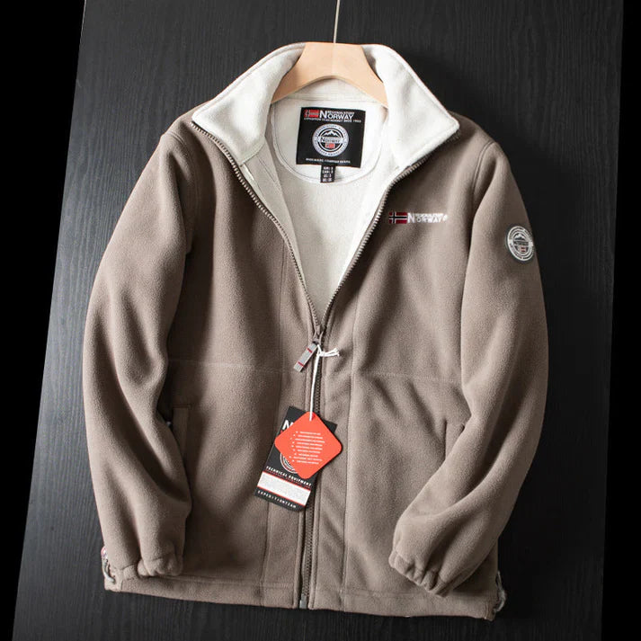 Double-Layer Fleece Hooded Jacket – Warm Zip-Up Outdoor Winter Coat