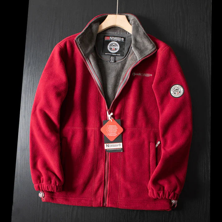 Double-Layer Fleece Hooded Jacket – Warm Zip-Up Outdoor Winter Coat