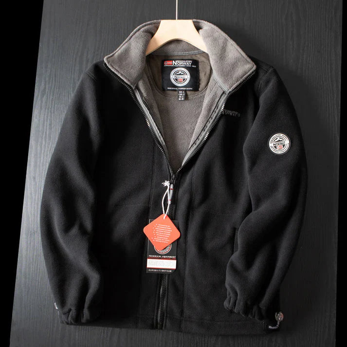 Double-Layer Fleece Hooded Jacket – Warm Zip-Up Outdoor Winter Coat