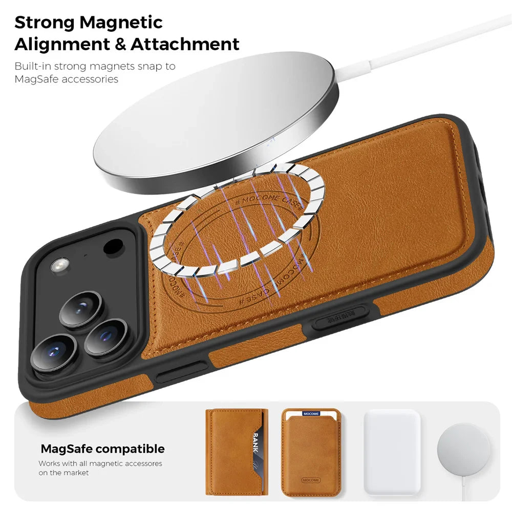 2-in-1 Leather Wallet MagSafe Case with Card Holder