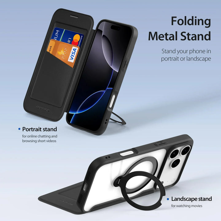 Magnetic Stand Case with Card Holder — Sleek, Hands-Free Viewing with Built-In Card Wallet