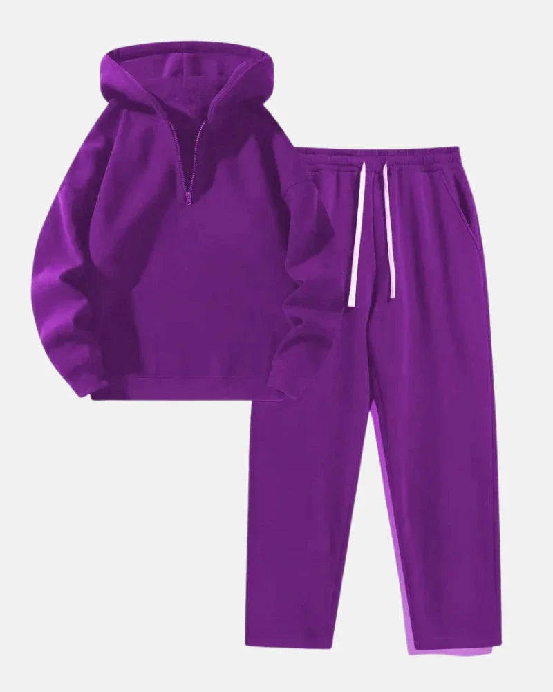 Quarter-Zip Lounge Set – Soft Hoodie & Joggers for Casual Comfort