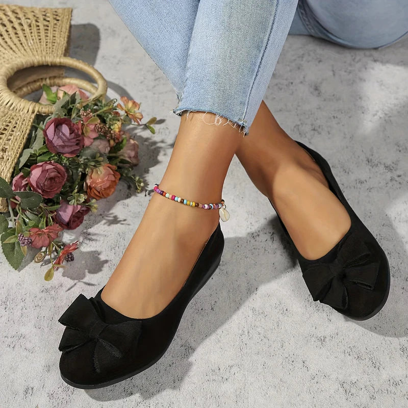 Comfort Ballet Flats – Soft Bow Slip-On Shoes for Everyday Style & Support