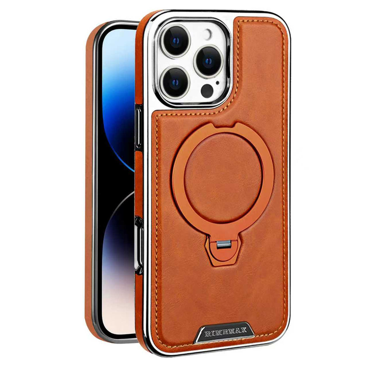 Luxurious Leather Magnetic Ring Stand Case