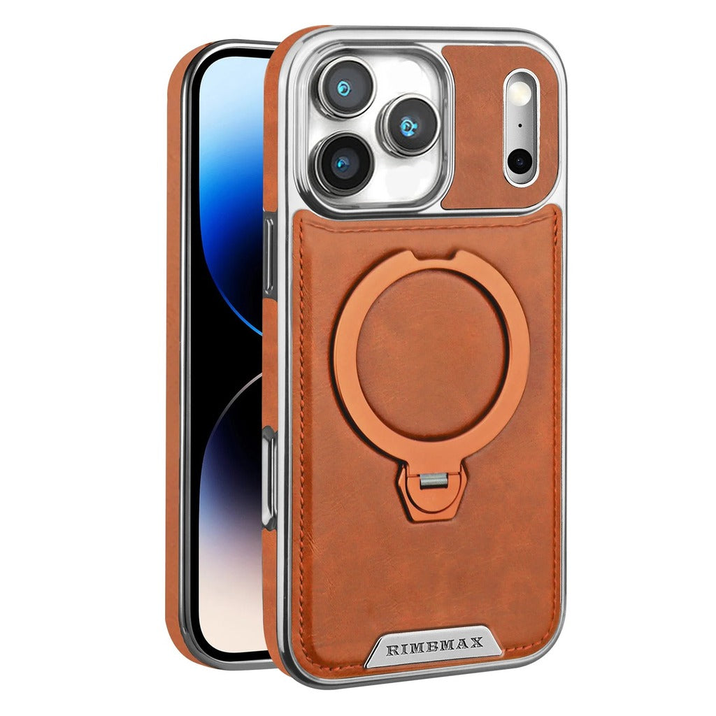 Luxurious Leather Magnetic Ring Stand Case