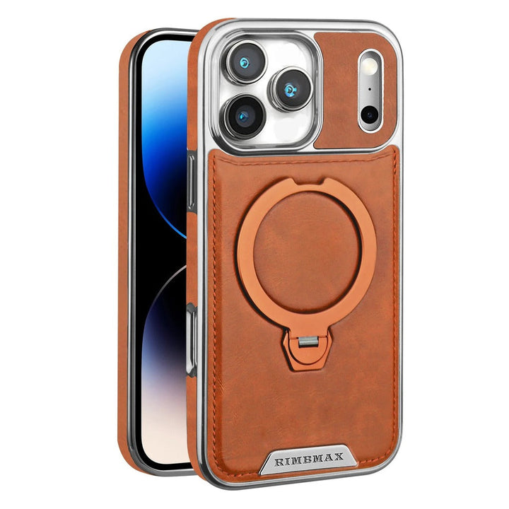 Luxurious Leather Magnetic Ring Stand Case