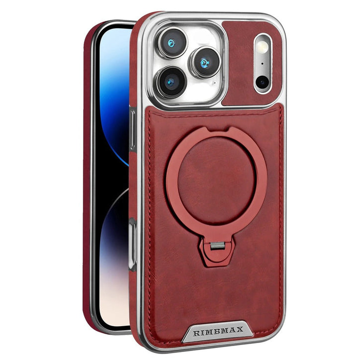 Luxurious Leather Magnetic Ring Stand Case