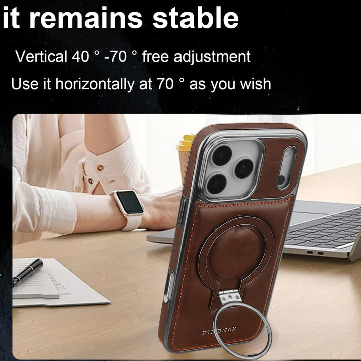 Luxurious Leather Magnetic Ring Case