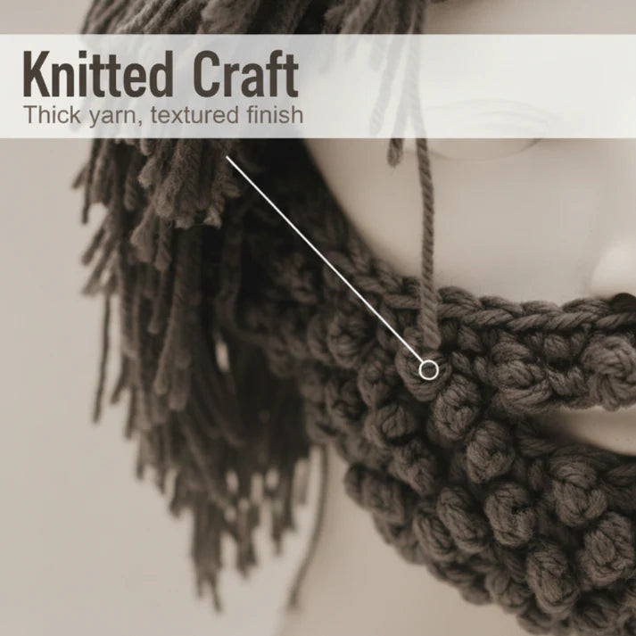 Punk Costume Beanie – Knit Hat with Attached Wig & Beard for Parties