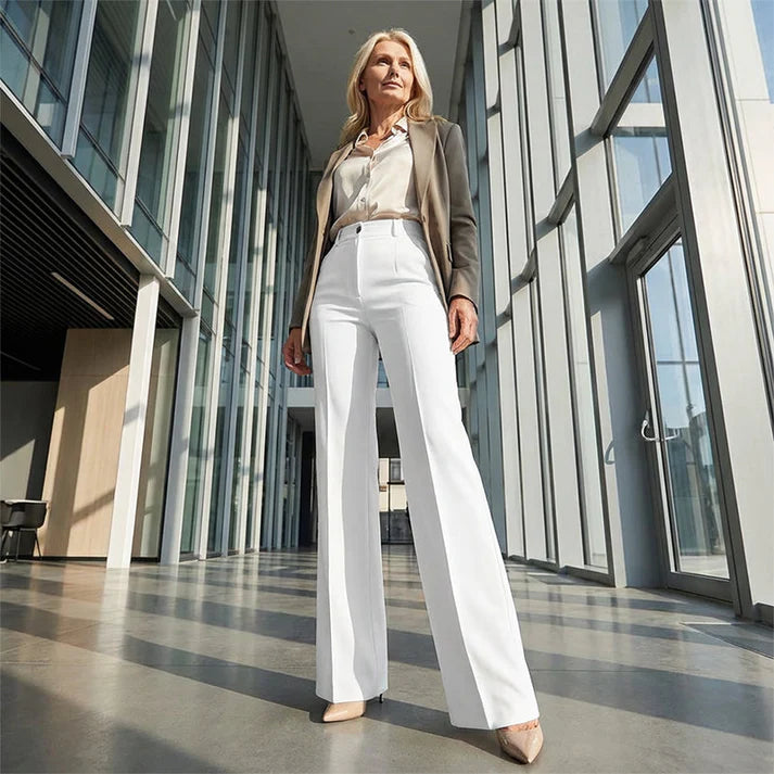 High-Waist Dress Pants – Elegant Wide-Leg Women’s Trousers for Work