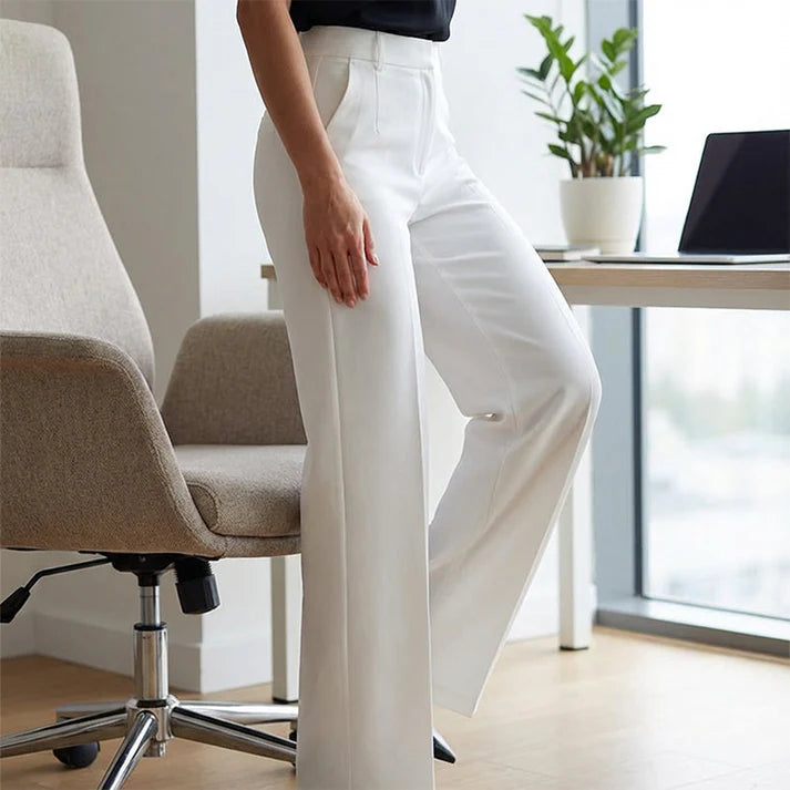 High-Waist Dress Pants – Elegant Wide-Leg Women’s Trousers for Work
